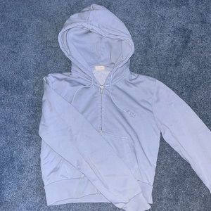John Galt/Brandy Melville Light Blue Cropped Zip Up Hoodie (one size)
